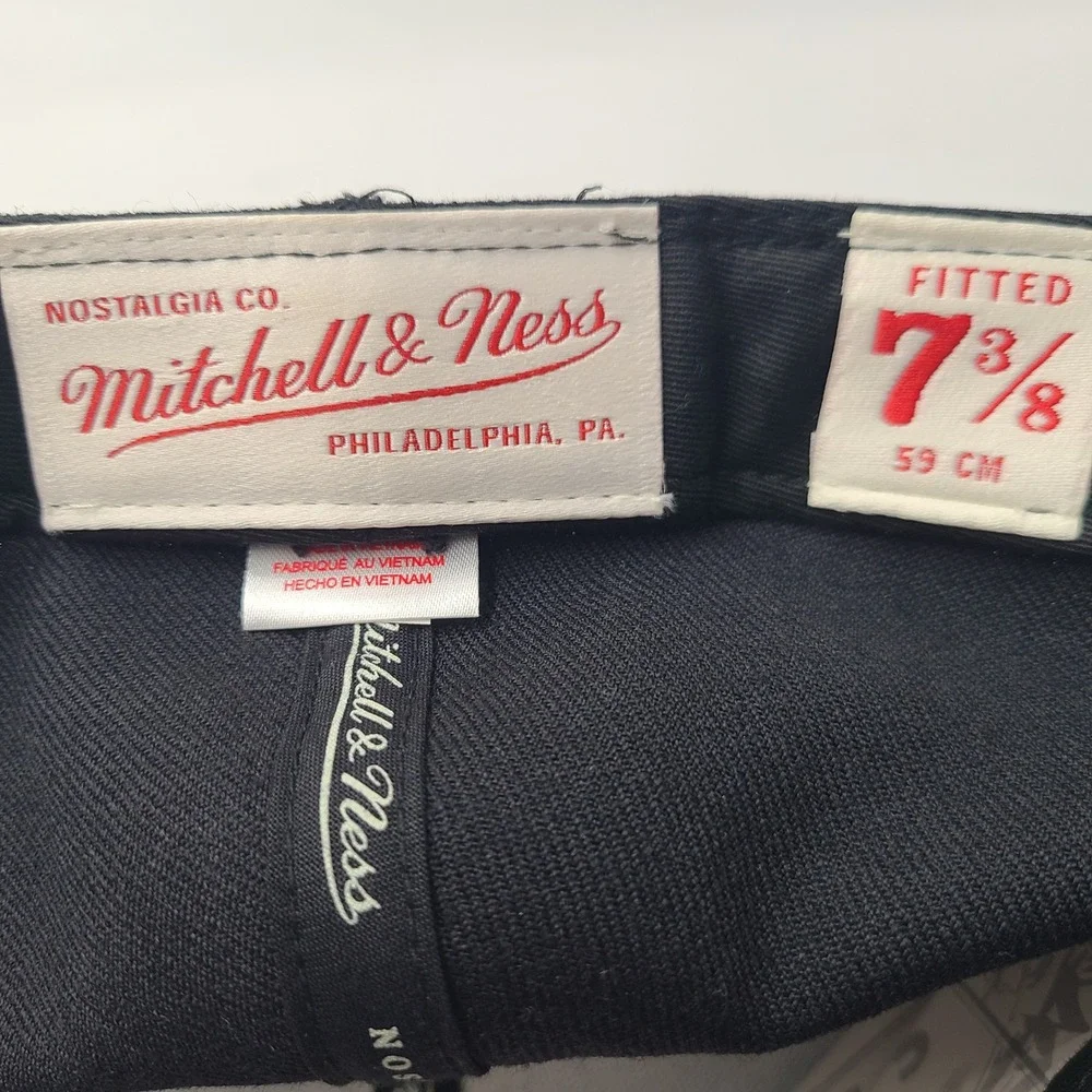 Mitchell & Ness Hat Fitted 7 3/8 Black Gray All‎ Over Print Stars Liberty Bell